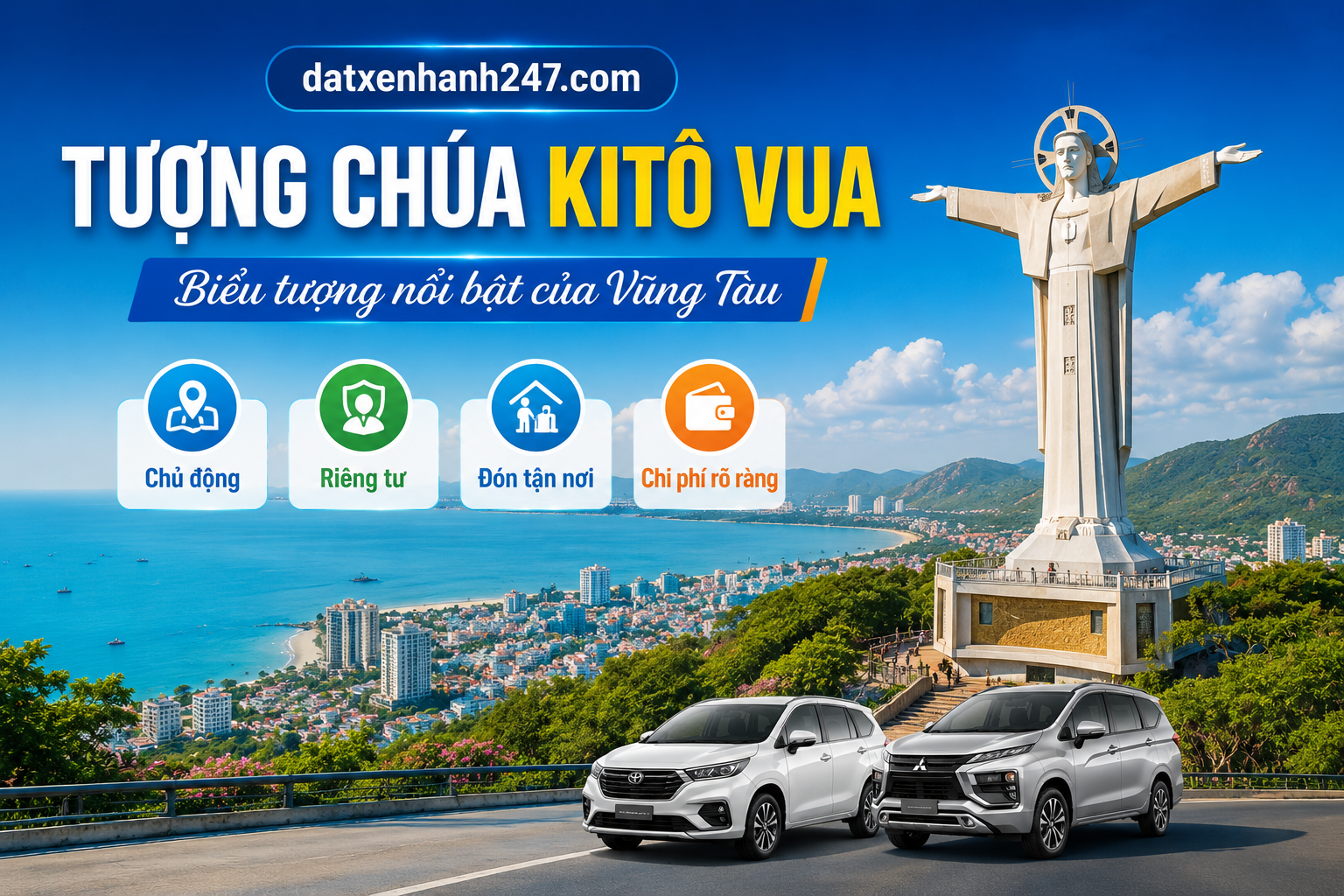 Tượng Chúa Kitô Vua là biểu tượng nổi bật của Vũng Tàu, phù hợp để tham quan và chụp ảnh.